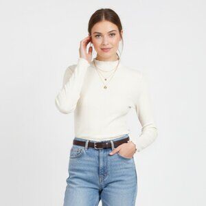 *RW&CO Mockneck White Ribbed Long Sleeve
